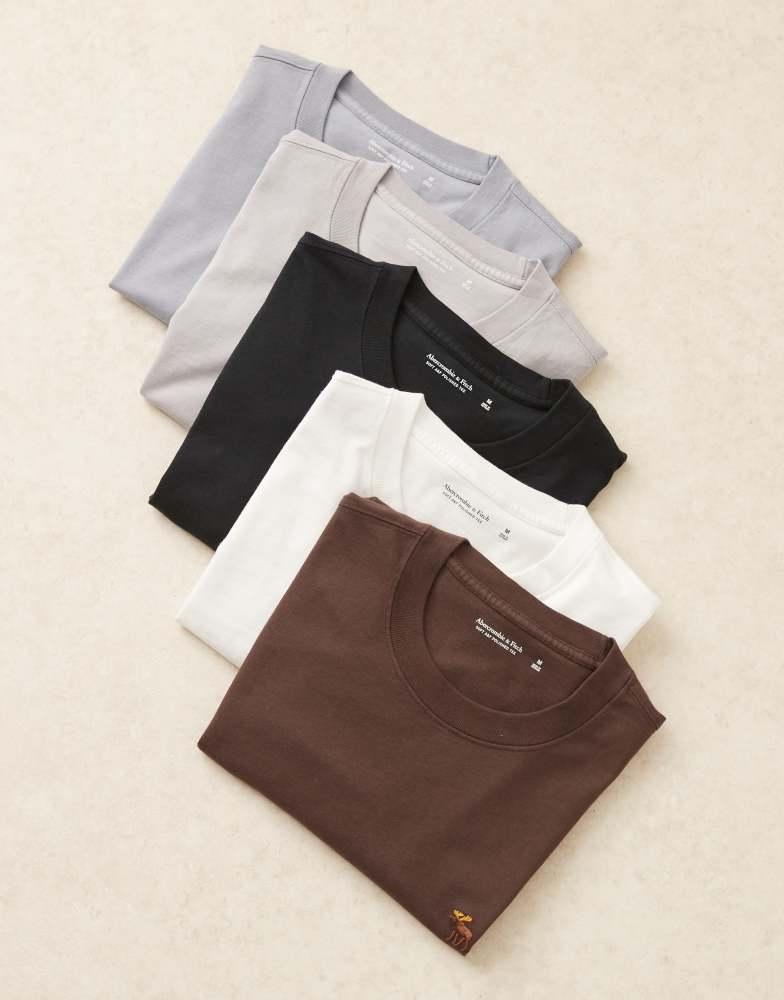 Abercrombie & Fitch Abercrombie & Fitch essential 5 pack t-shirt in white multi