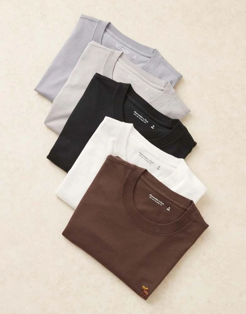 Abercrombie & Fitch Abercrombie & Fitch essential 5 pack t-shirt in white multi 1