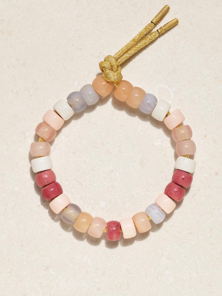 CAROLINA BUCCI X Loveshackfancy “forte Beads” 18k 黄金卢勒克斯多种宝石手链