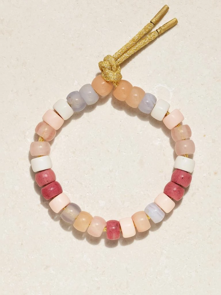 CAROLINA BUCCI X Loveshackfancy “forte Beads” 18k 黄金卢勒克斯多种宝石手链 1
