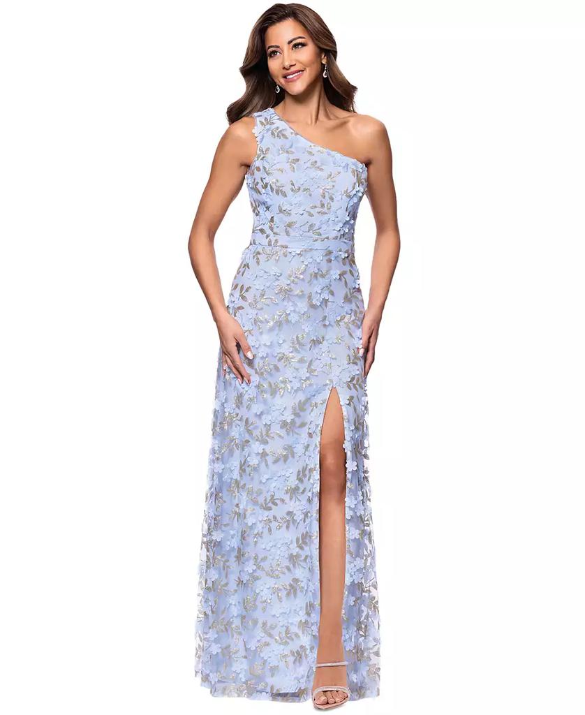XSCAPE Women's One-Shoulder Embellished Side-Slit Gown