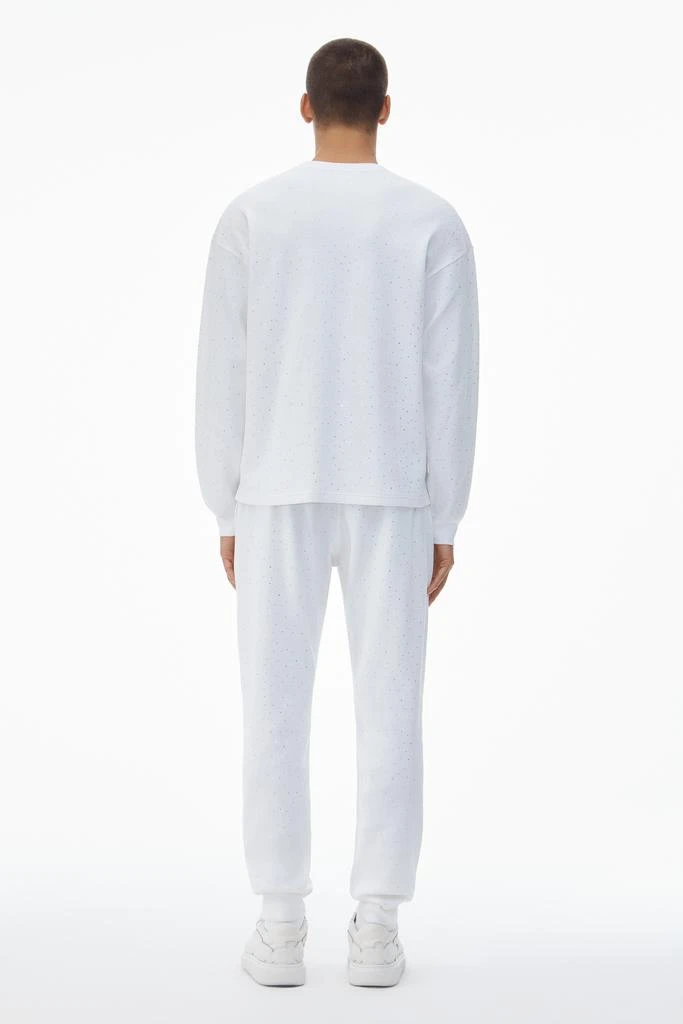 Alexander Wang Crystal Hotfix Crewneck Long-Sleeve Tee in Waffle Knit 4