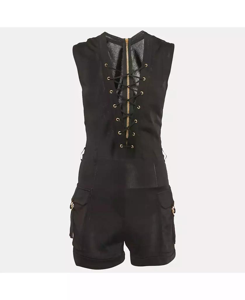 Pre-Owned Balmain Women
s Black Knit Lace-Up Jumpsuit