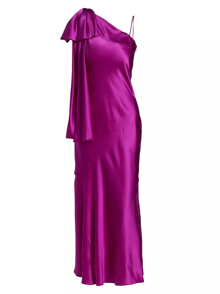 Rodarte Purple Silk Satin 1 Shoulder Dress With Bow Detail 1