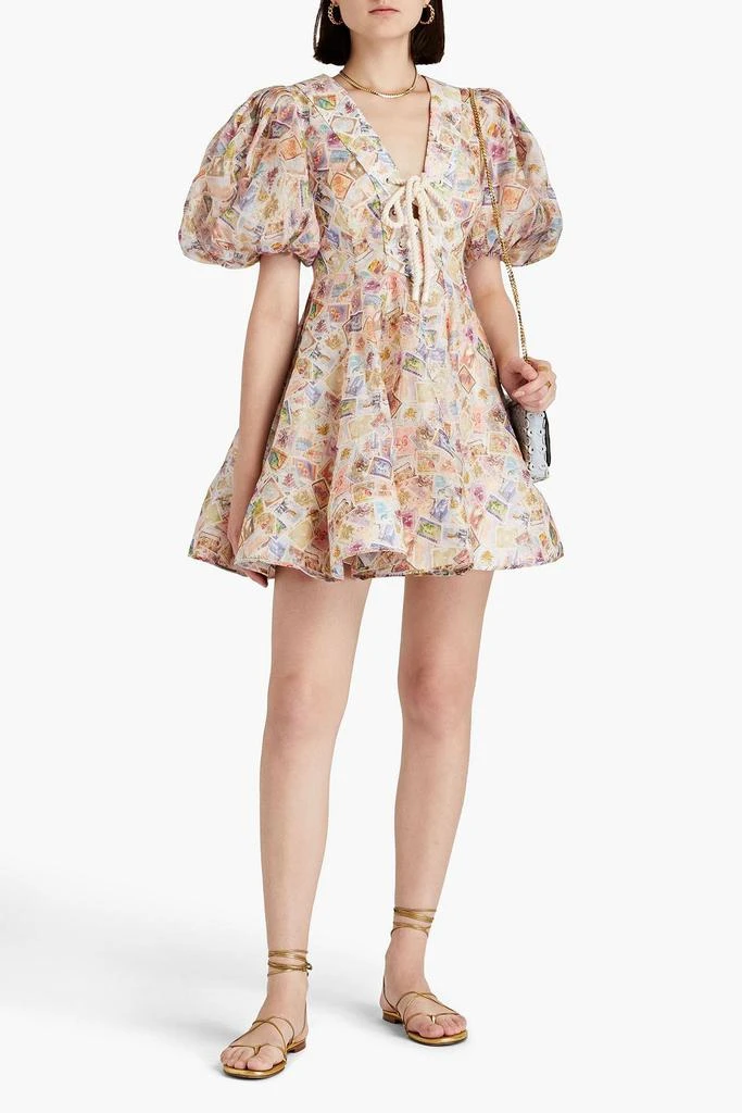 Zimmermann Flared printed linen and silk-blend mini dress 2