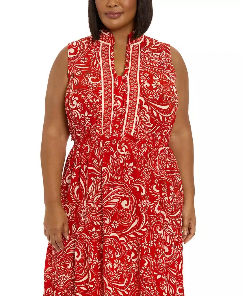 London Times Plus Size Ruffled-Neck Tiered Maxi Dress 4