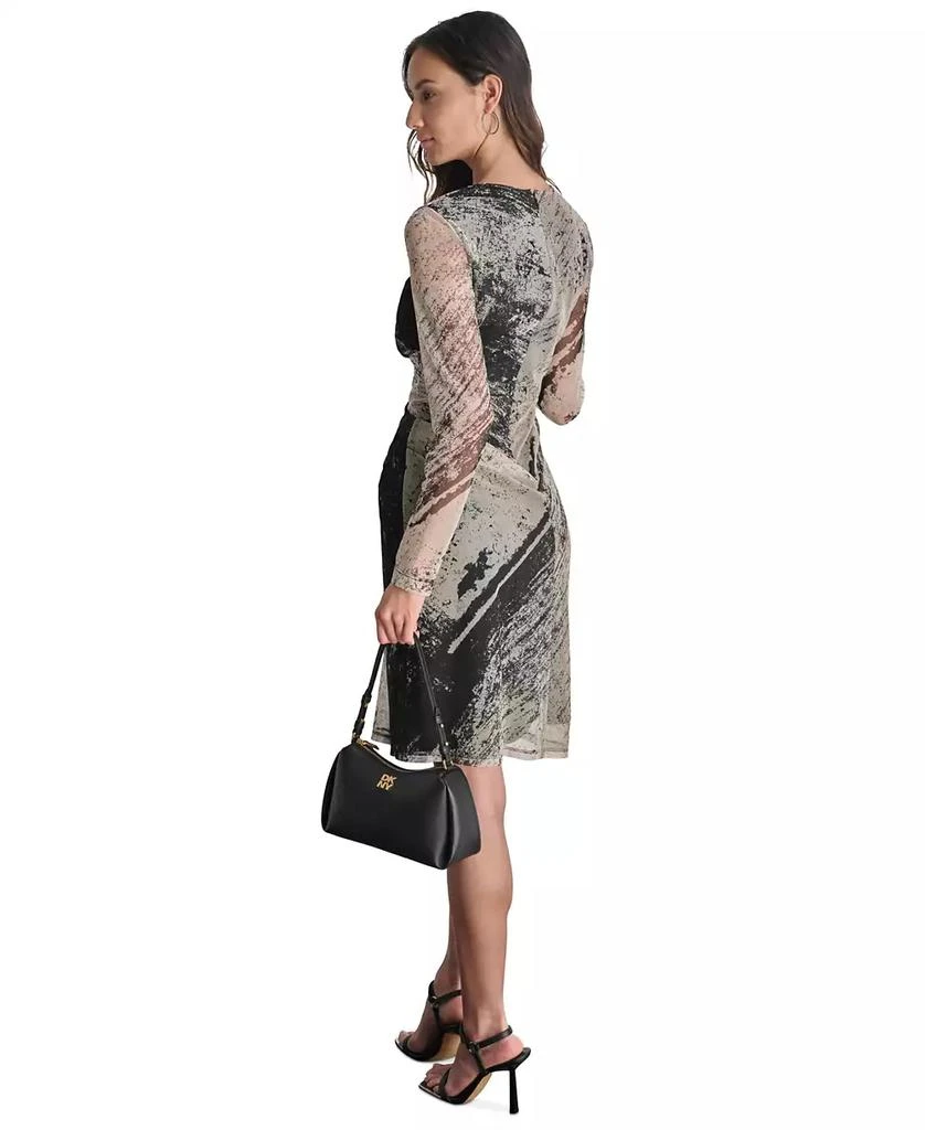 DKNY Women's Printed Long-Sleeve Side-Ruched Dress 2