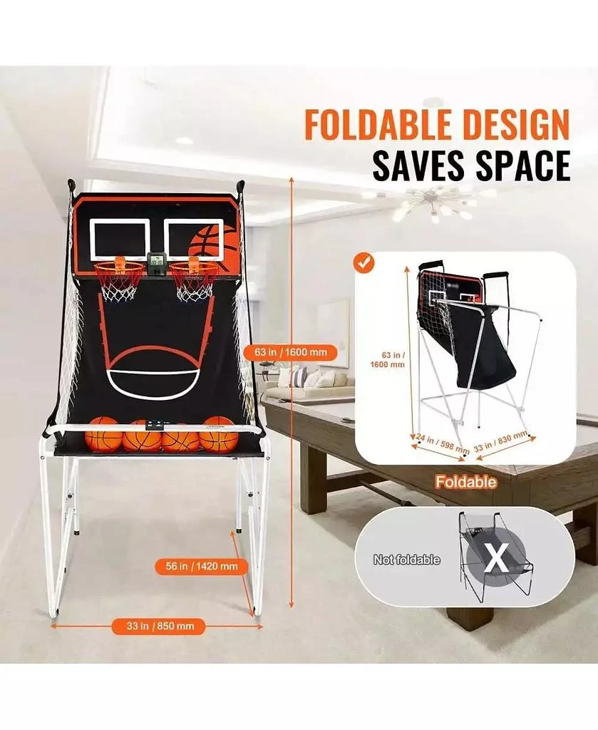 HONGGE Indoor Basketball Arcade Game with Dual Hoops Electronic Scoring Foldable Steel Frame for Family Competition 3
