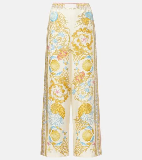 Versace Underwater Barocco silk palazzo pants 1