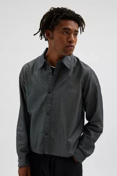 Urban Outfitters UO Shiny Solid Long Sleeve Button-Down Dress Shirt 5
