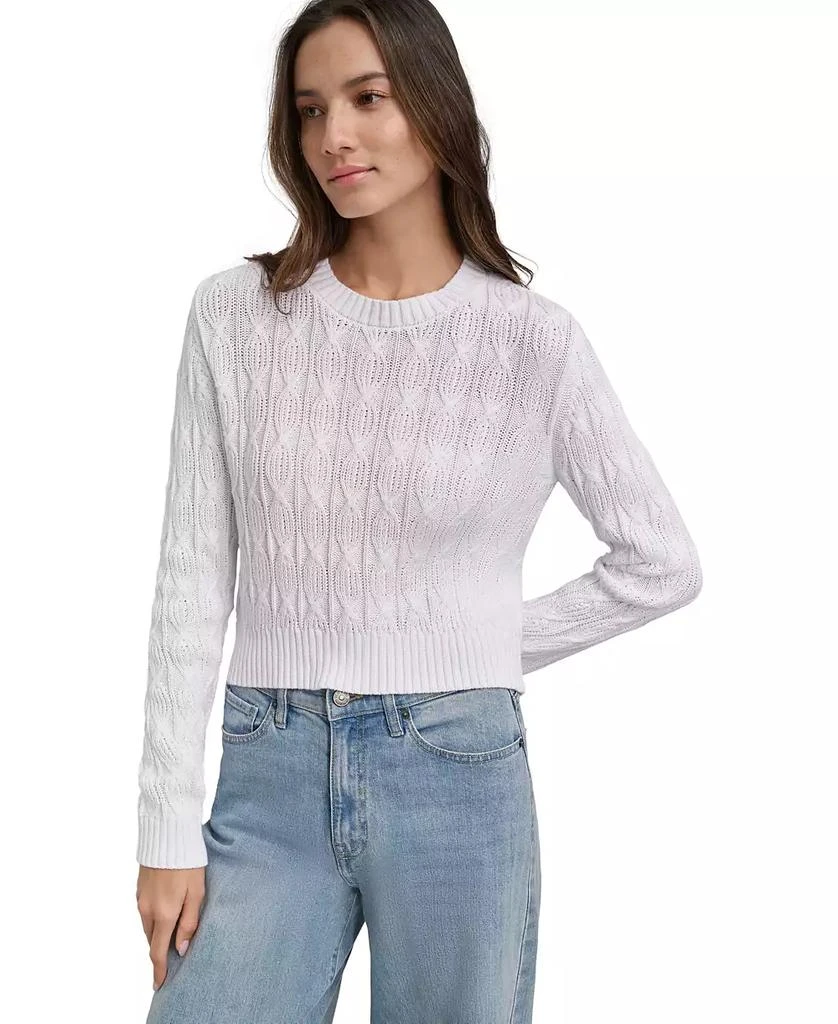 DKNY Women's Long-Sleeve Cotton Cable-Knit Crewneck Sweater 1