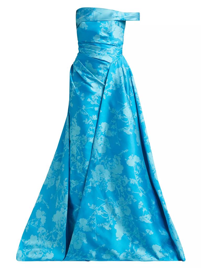 Pamella Roland Floral Off-the-Shoulder Gathered Ballgown