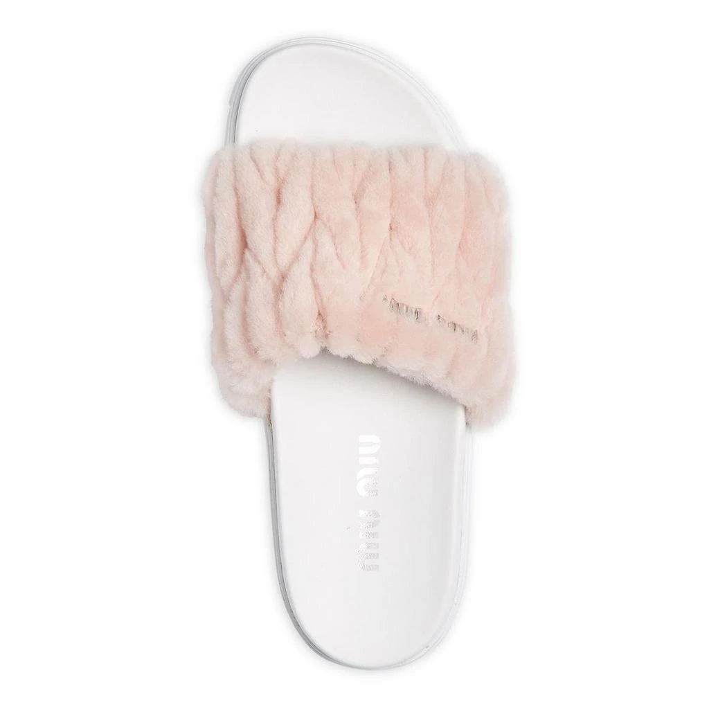 Miu Miu Montone Matelasse Womens Faux Fur Slip On Slide Sandals 3