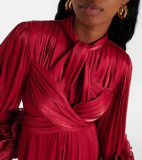 Costarellos Mellonia draped lamé midi dress 4