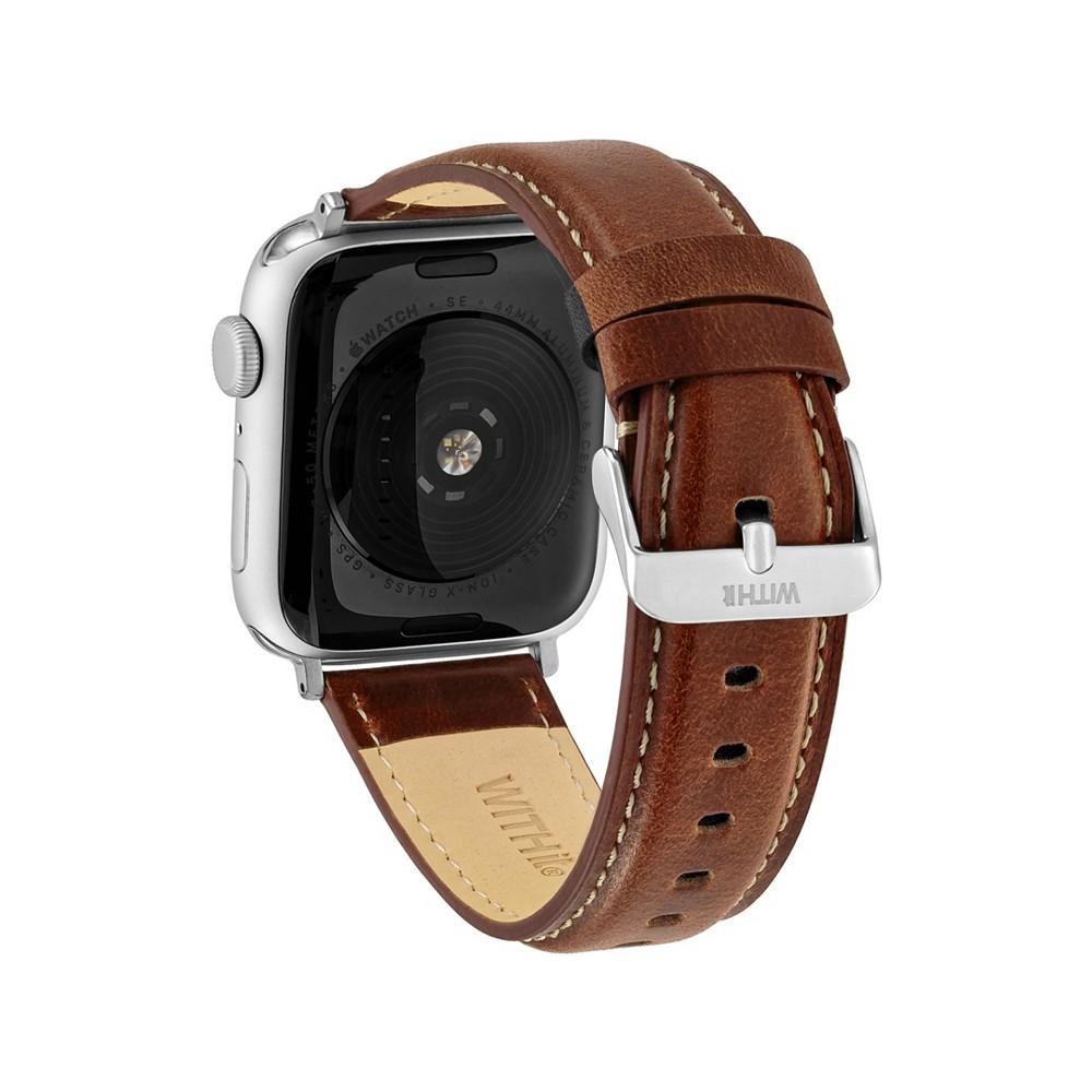 WITHit Honey Brown Smooth Genuine Leather Band Compatible with 42/44/45/Ultra/Ultra 2 Apple Watch