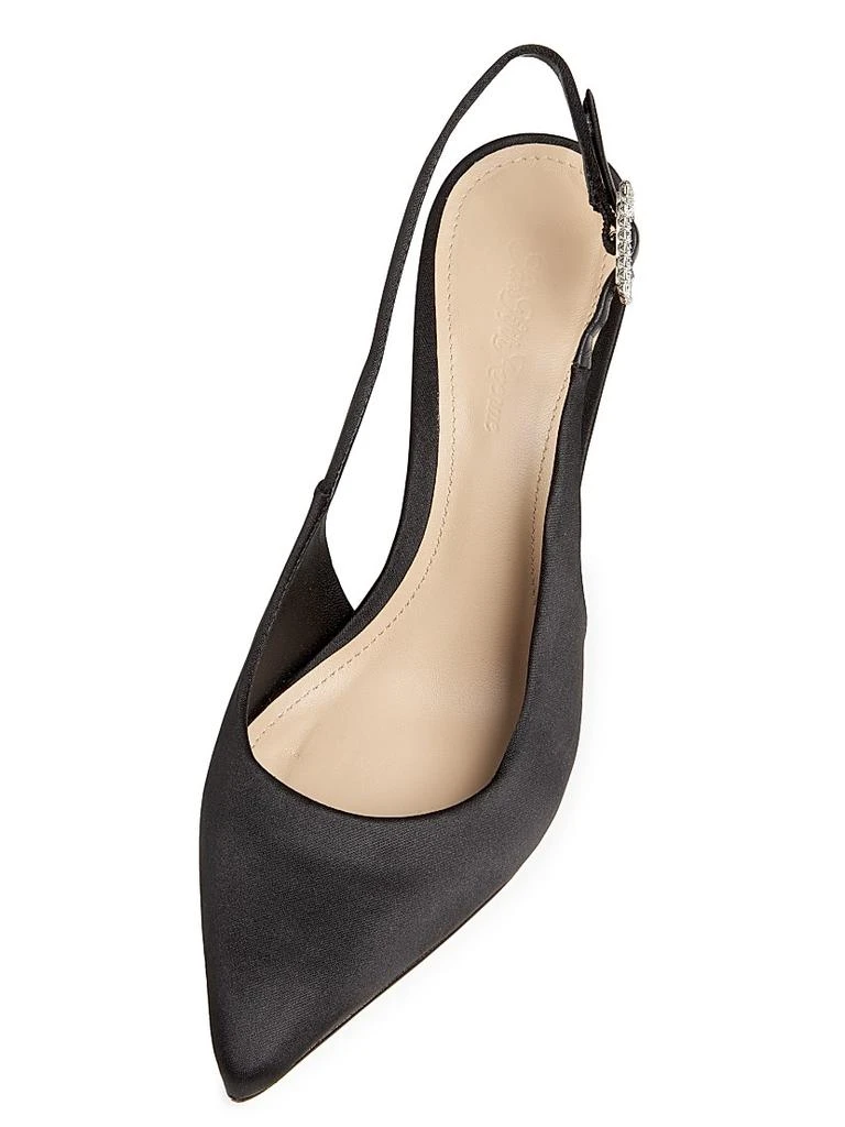 Saks Fifth Avenue 85MM Crystal-Buckle Satin Slingback Pumps 4
