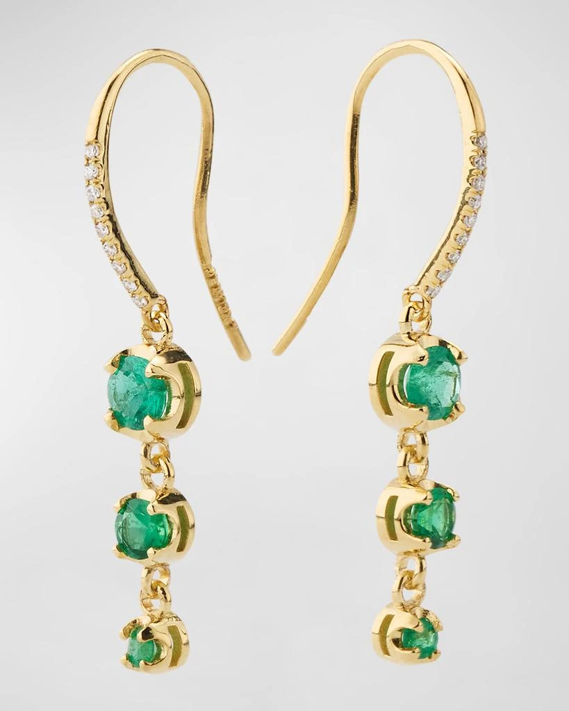 Jennifer Meyer 3 Graduated Illusion-Set Emerald Drop Earrings 3