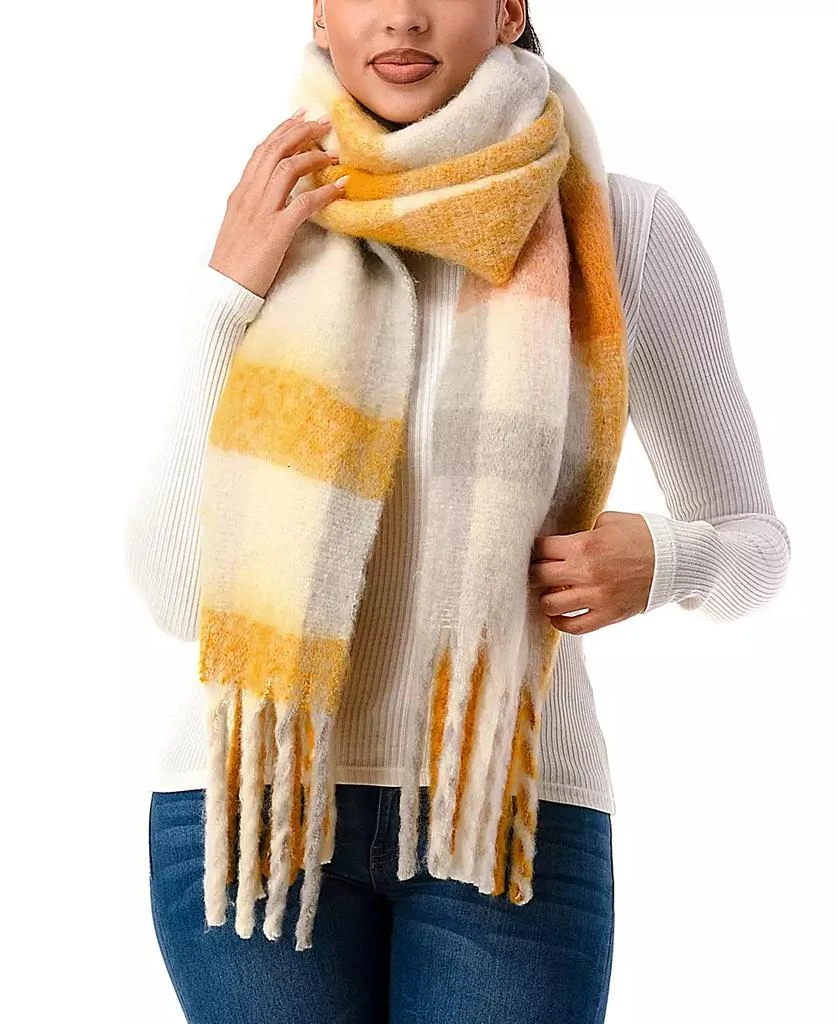 MARCUS ADLER Women's Plaid Fringe-Trim Blanket Scarf 1