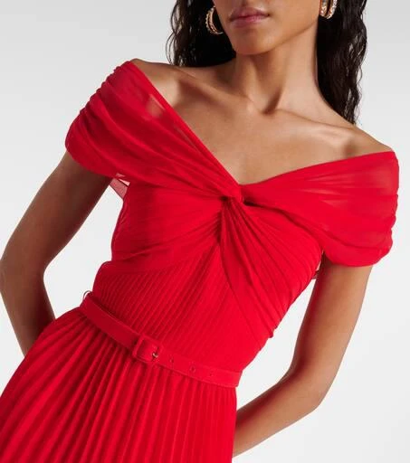 Self Portrait Off-shoulder chiffon minidress 4