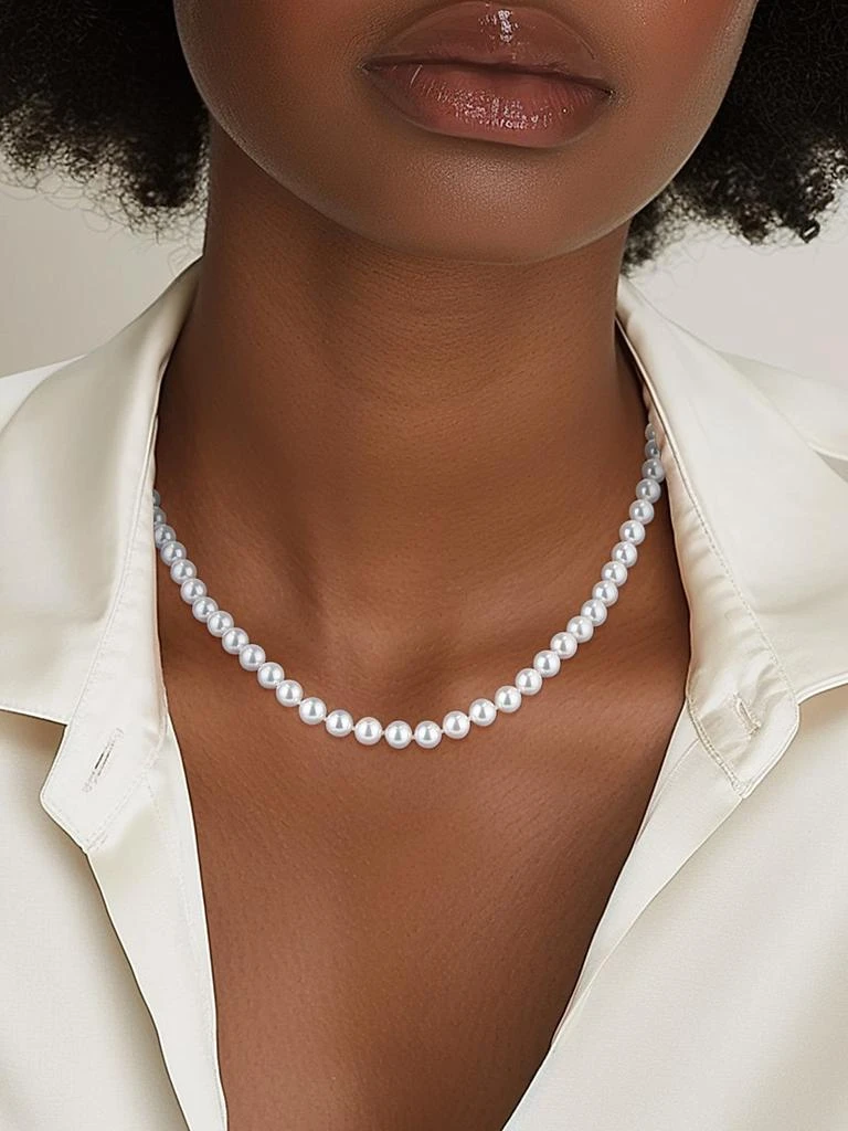 Mikimoto 7-6MM Akoya Pearl Stud Earrings &amp; Necklace Gift Set 2