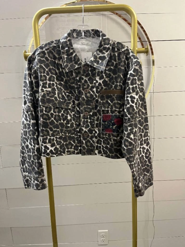 Carole Christian Carole Christian - Women
s Leopard Denim Jacket With Lace And Sequin