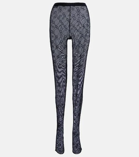 MARINE SERRE Moonogram flocked mesh tights 1
