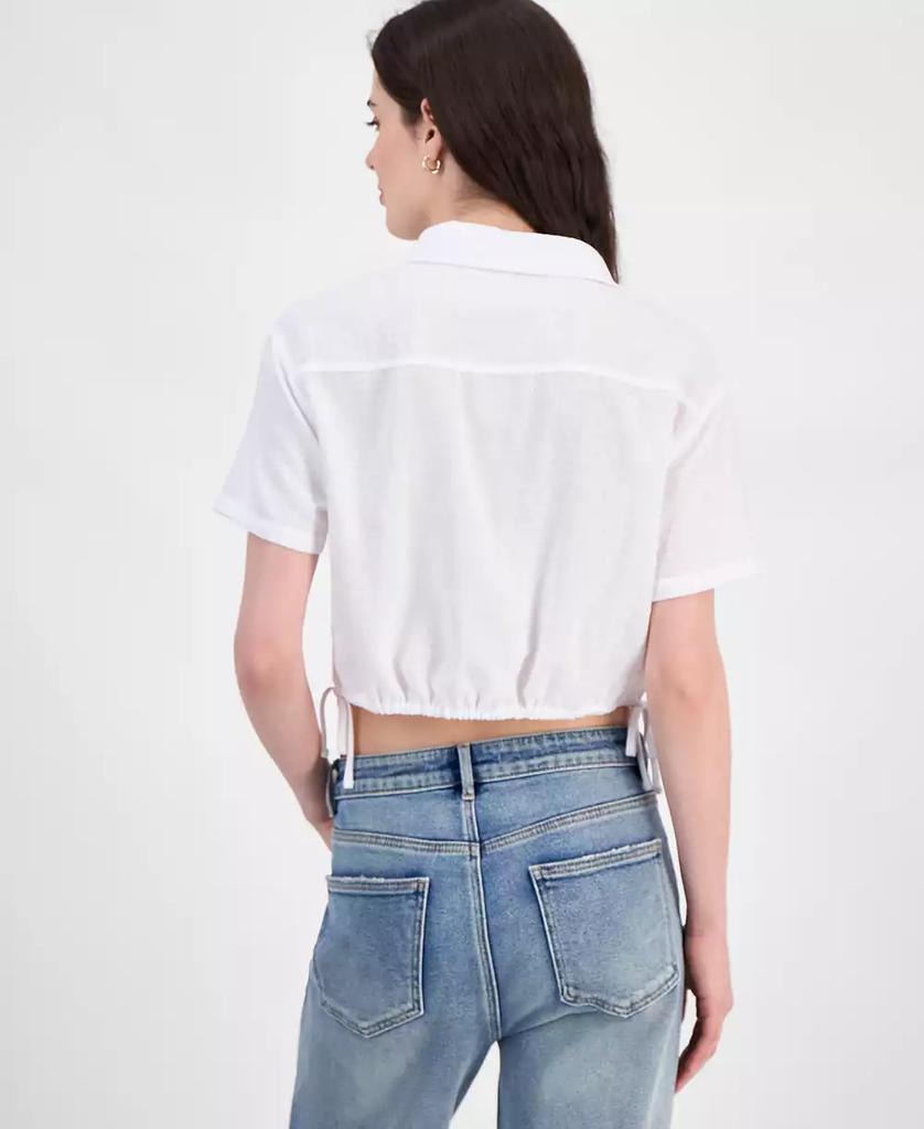Ultra Flirt Juniors' Cropped Stripe Side-Tie Blouse