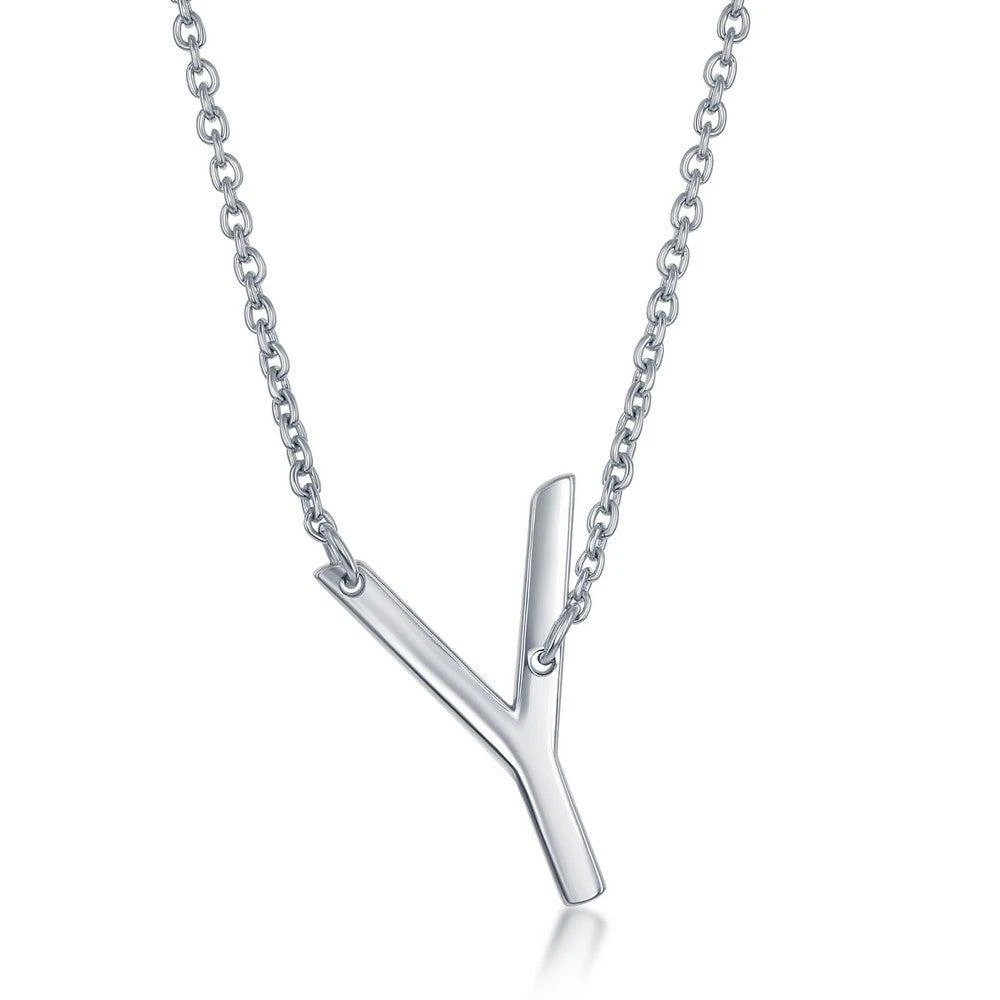 Simona Sterling Silver Sideways Initial Necklace 21