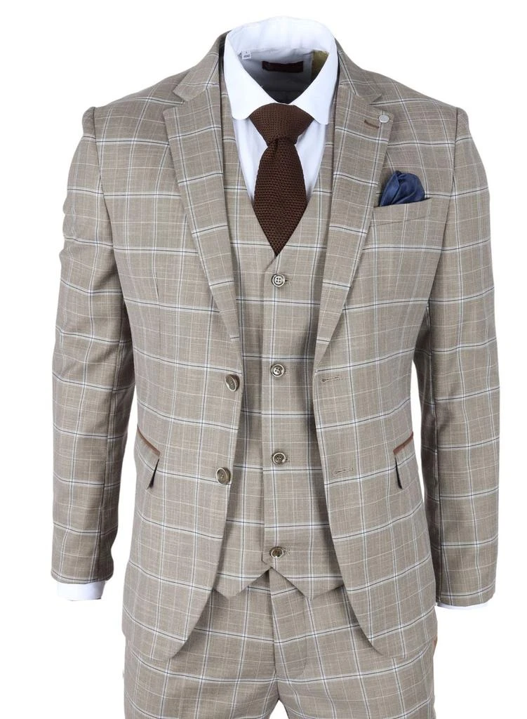James Darby Hode 3 Piece Checked Classic Plaid Tailored Fit Formal Suit 1
