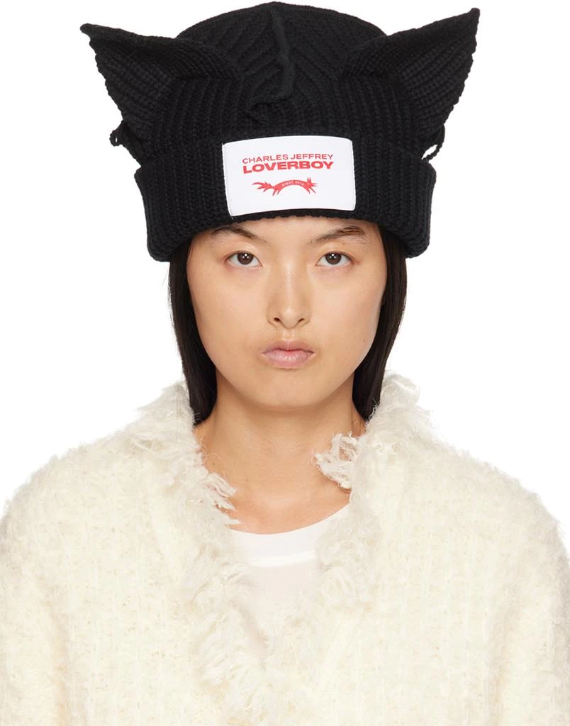 Charles Jeffrey LOVERBOY Black Chunky Ears Beanie 1