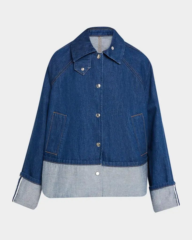 Brandon Maxwell Wells Trapeze Denim Jacket