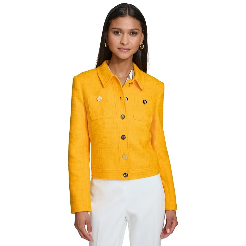 KARL LAGERFELD PARIS Women's Button-Front Textured Jacket 1