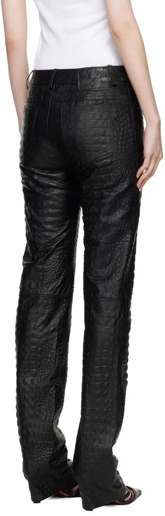 BLUMARINE Black Crocodile-Effect Leather Pants 3