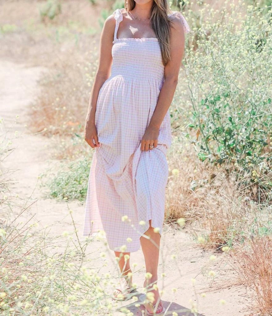 Liv Maternity Plaid Seersucker Maxi Sundress In Pink 1