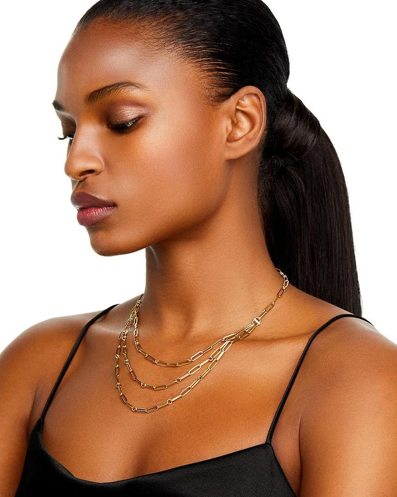 Roberto Coin 18K Yellow Gold Designer Gold Diamond Layered Paperclip Link Necklace, 15" 2