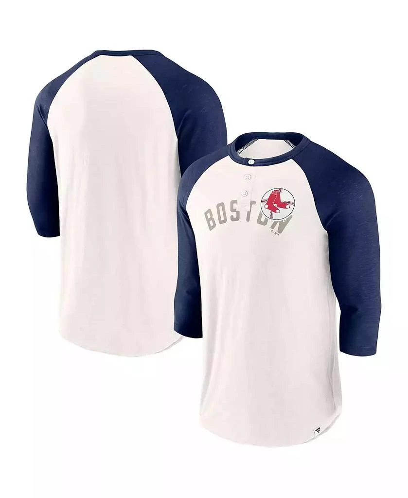 Fanatics Men's White, Navy Boston Red Sox Backdoor Slider Raglan 3/4-Sleeve T-shirt 1
