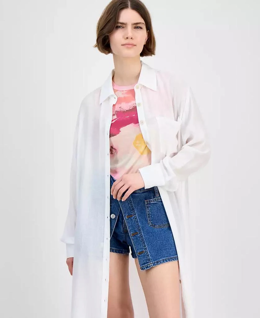 Bar III Women's Oversized Button-Front Long-Sleeve Shirt, Exclusively at Macy's 3
