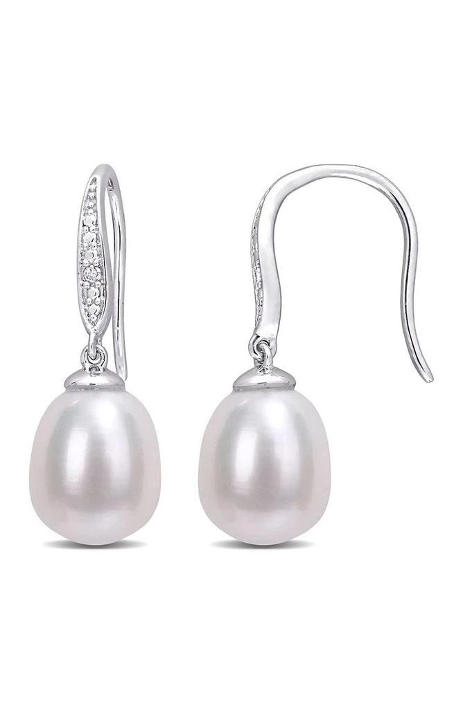 DELMAR Cultured Freshwater Pearl 
Diamond Drop Earrings - 0.02ct.
