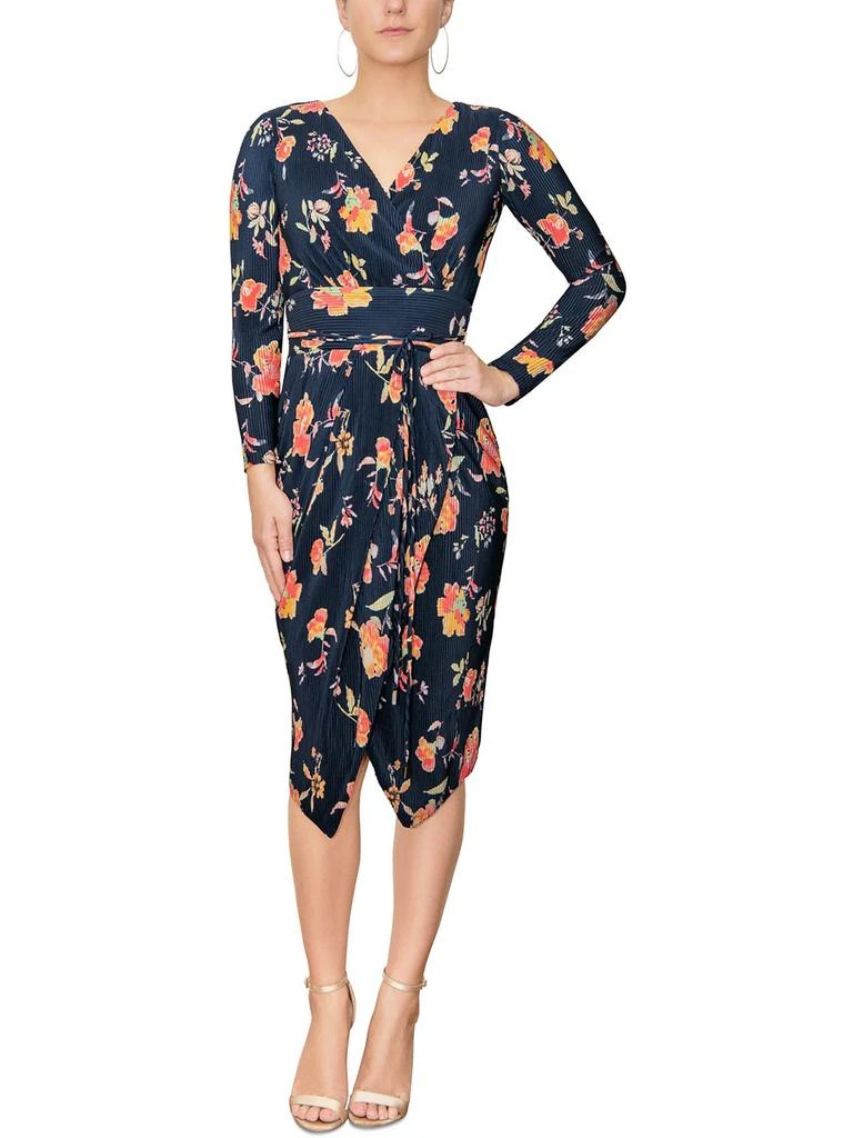 RACHEL Rachel Roy Womens Floral Print Mid Calf Wrap Dress 1