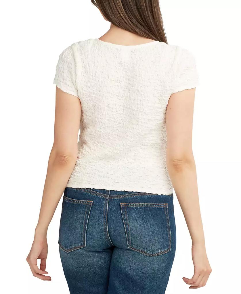 BCX Juniors' Textured Knit Cap-Sleeve Top