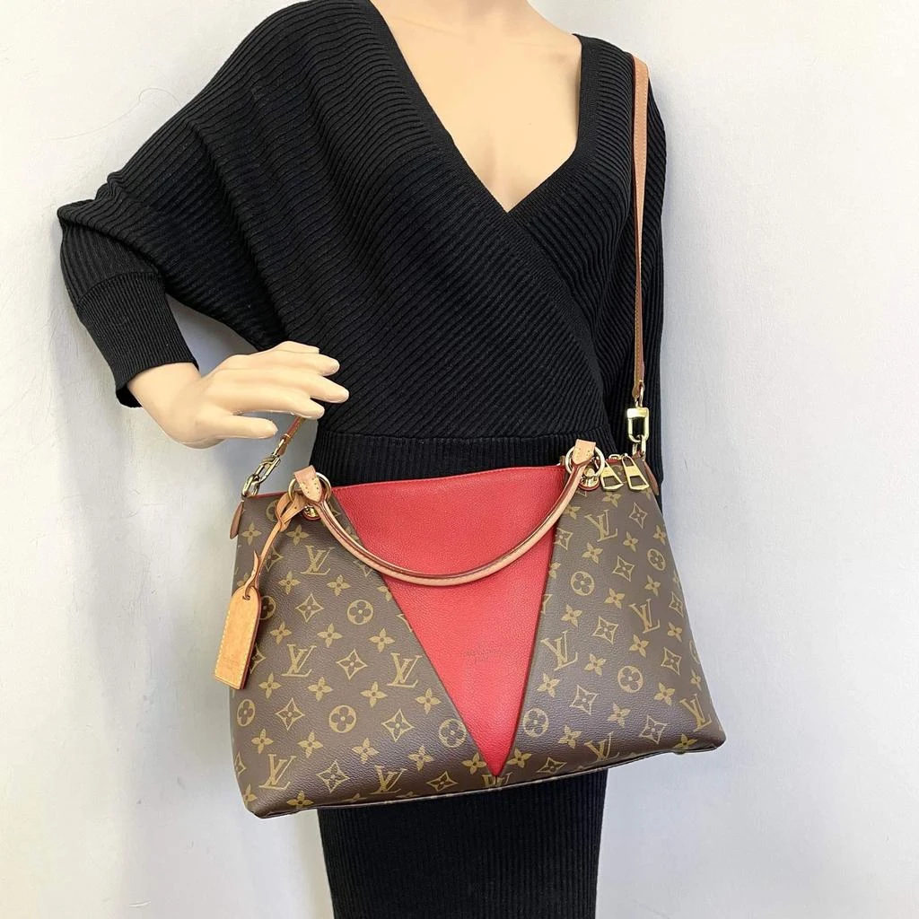 Louis Vuitton Louis Vuitton Red Monogram Canvas and Leather V Tote Bag 3