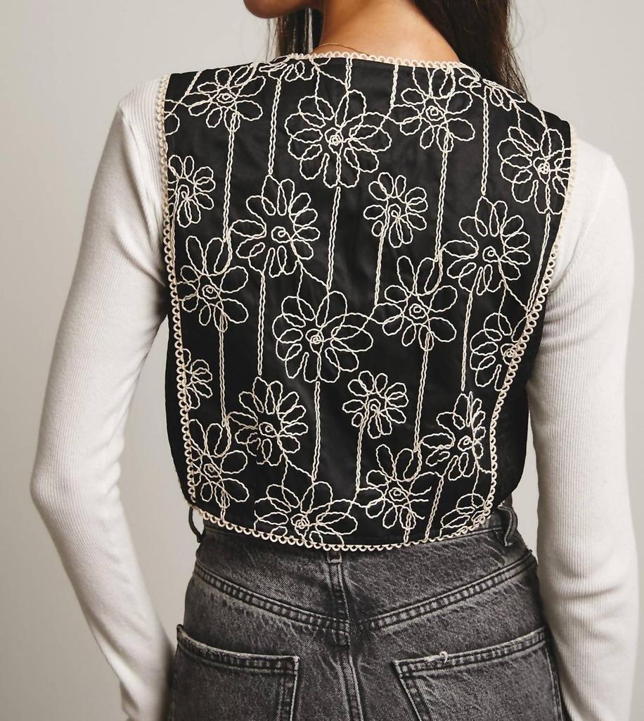 Forte Cashmere Forte Cashmere - Embroidered Front Tie Boho Vest