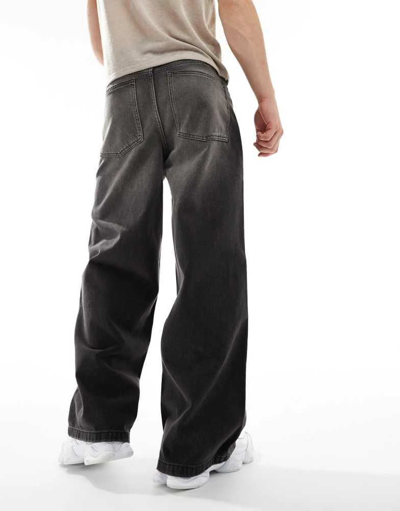 ASOS ASOS DESIGN baggy jeans with abrasions in washed black 2