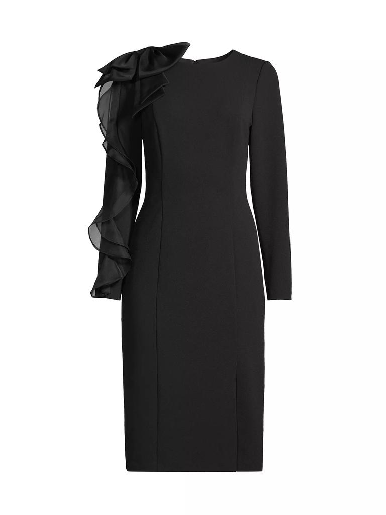 Aidan Mattox Ruffle-Sleeve Sheath Dress