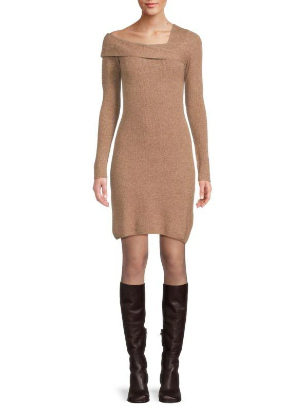 Naadam One-Shoulder Wool Blend Mini Bodycon Sweater Dress 1