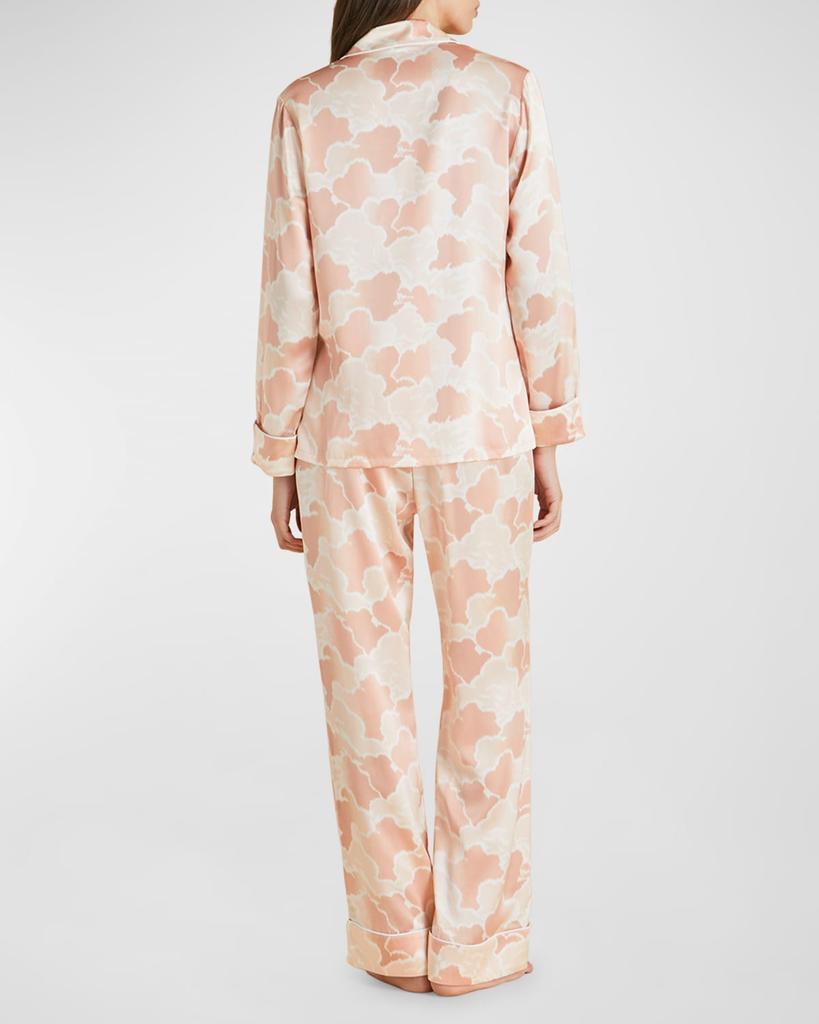OLIVIA VON HALLE Lila Cloud-Print Silk Satin Pajama Set
