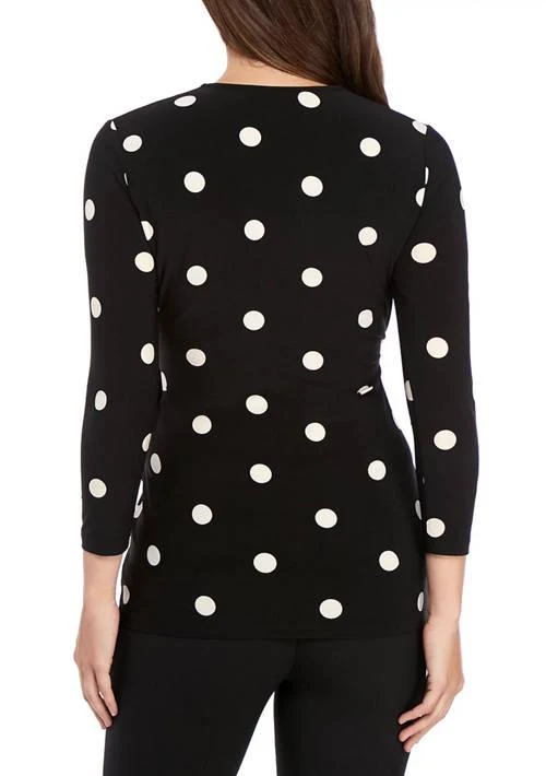 Anne Klein Klein Petite Printed 3 4 Sleeve Wrap Top 2