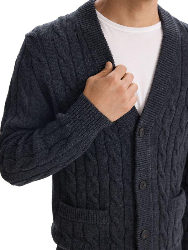 Theory Wool Cable-Knit Cardigan