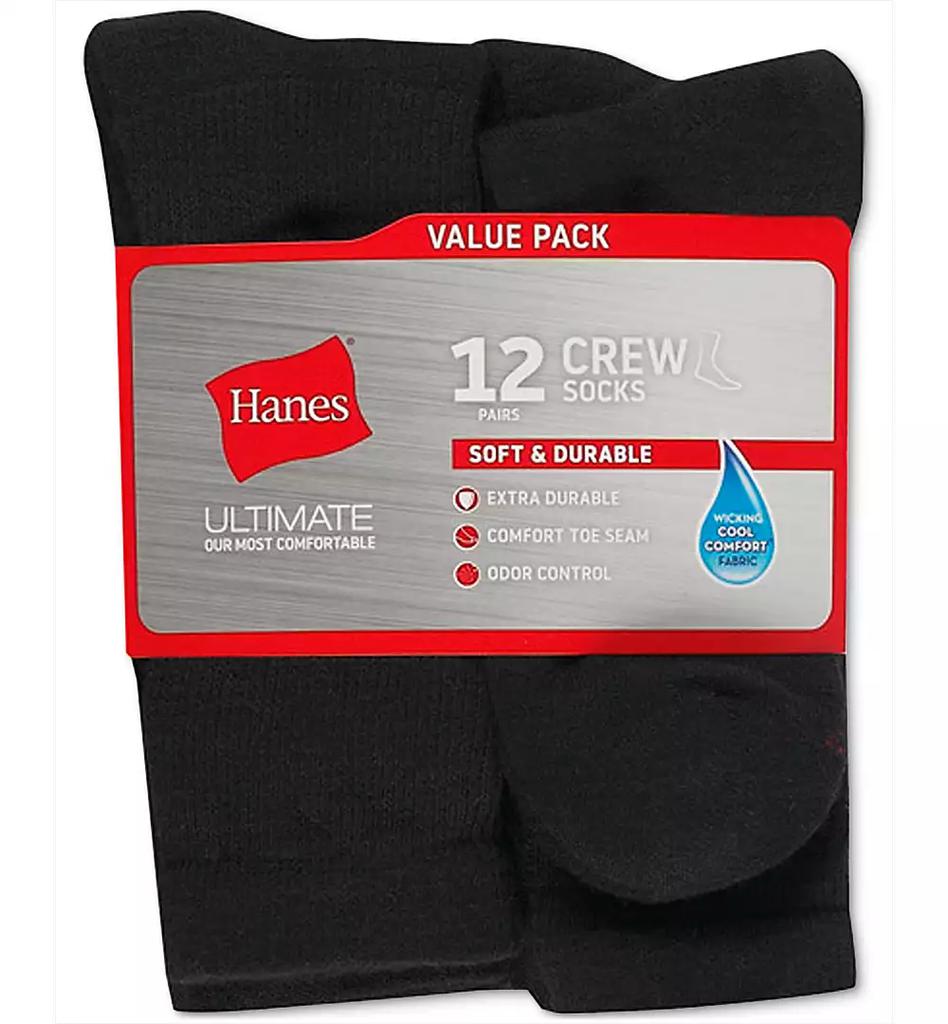 Hanes Men's 12-Pk. Ultimate Crew Socks