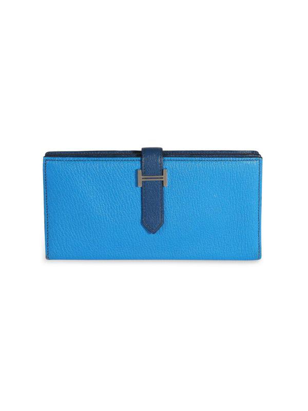 HERMÈS Hermès Bleu Izmir Bleu Saphir Chévre Leather Béarn Wallet Phw